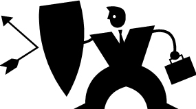 Person blocking an arrow with a sheild
